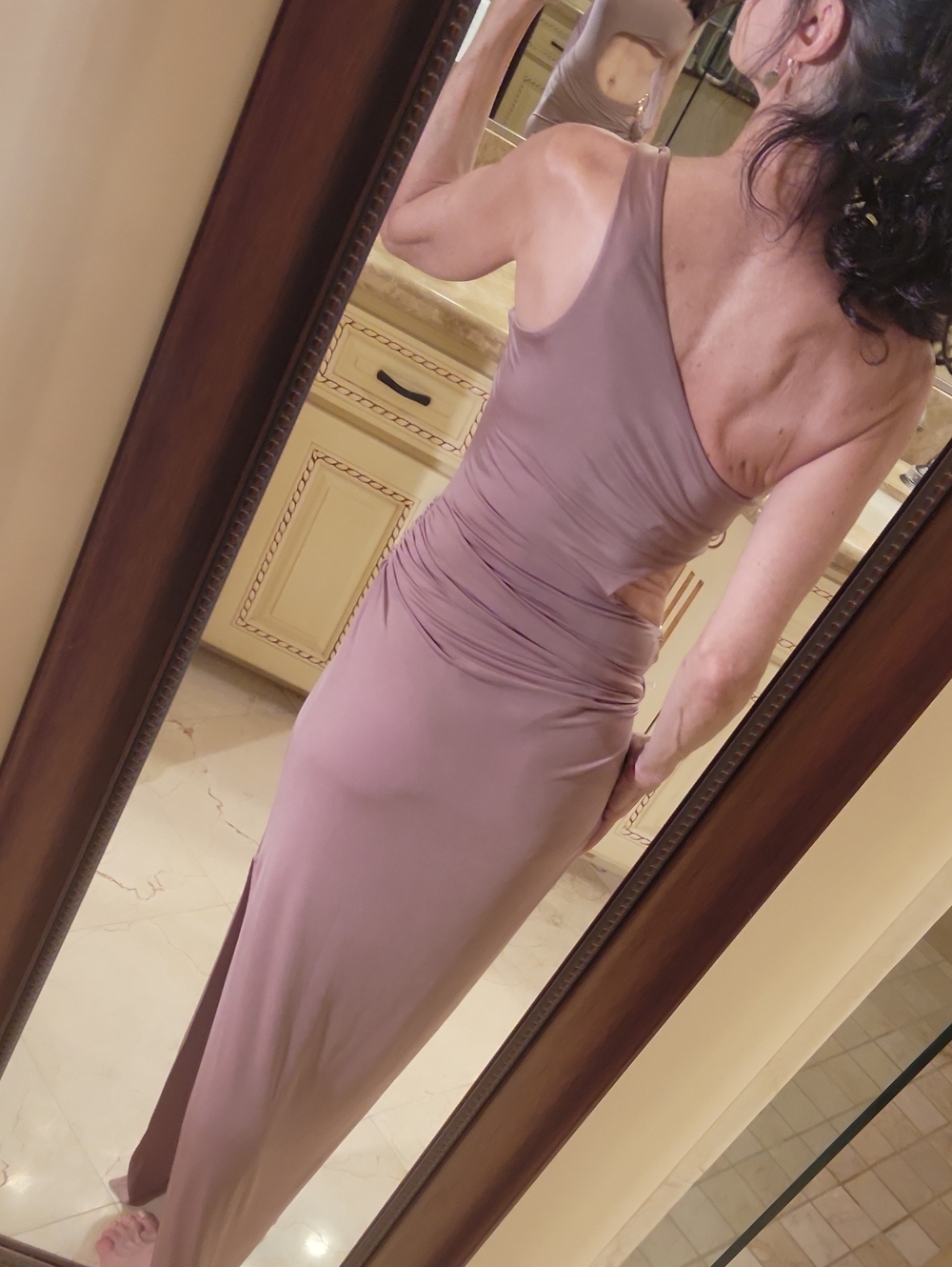 K TOO Mauve Cutout Maxi Dress with Side Knot and Gold-tone Hardware, S - Picture 8 of 16